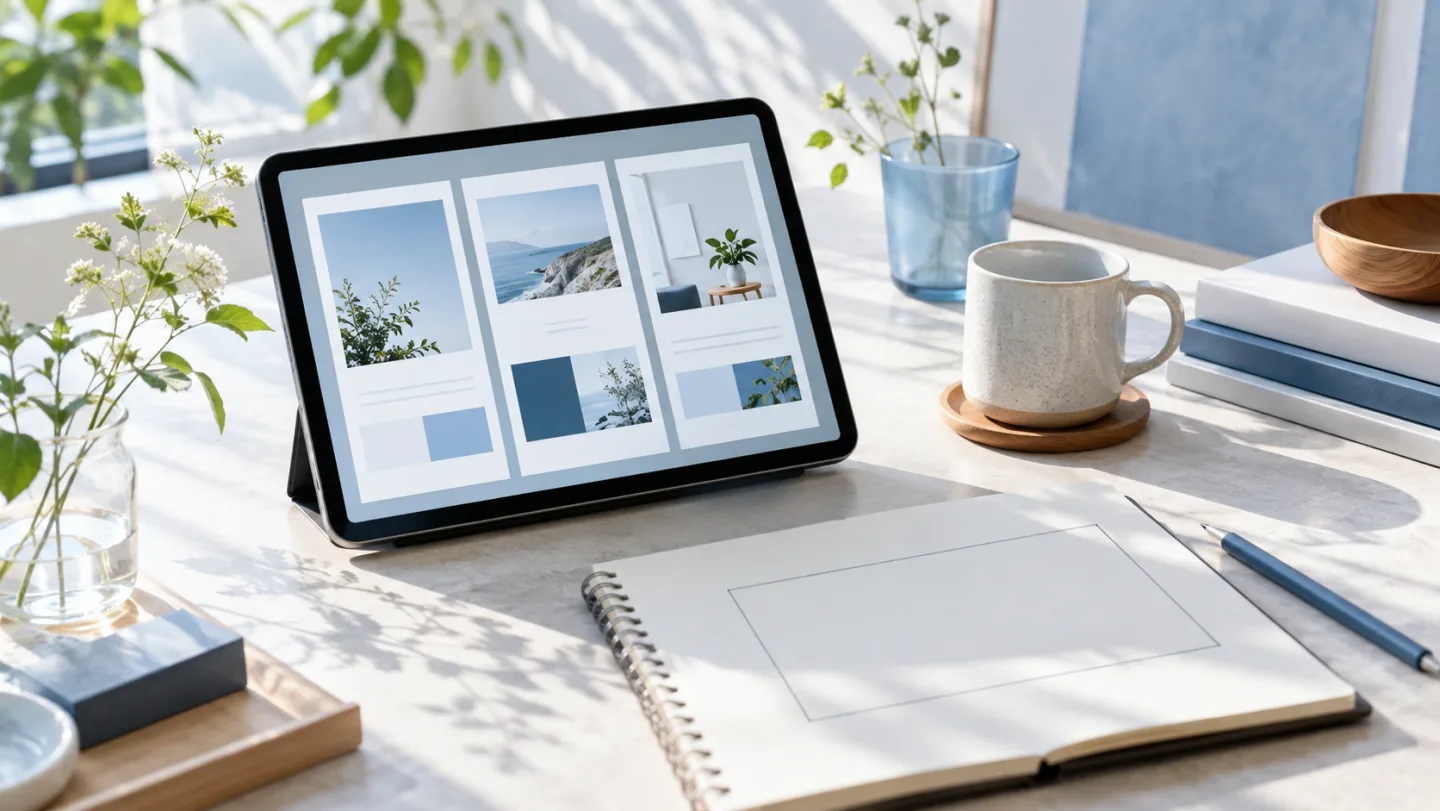 架空のWebページとノートを使って、自主制作を整理するイメージ
