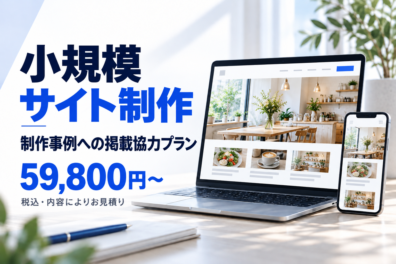 制作事例への掲載協力で、小規模サイトを制作します