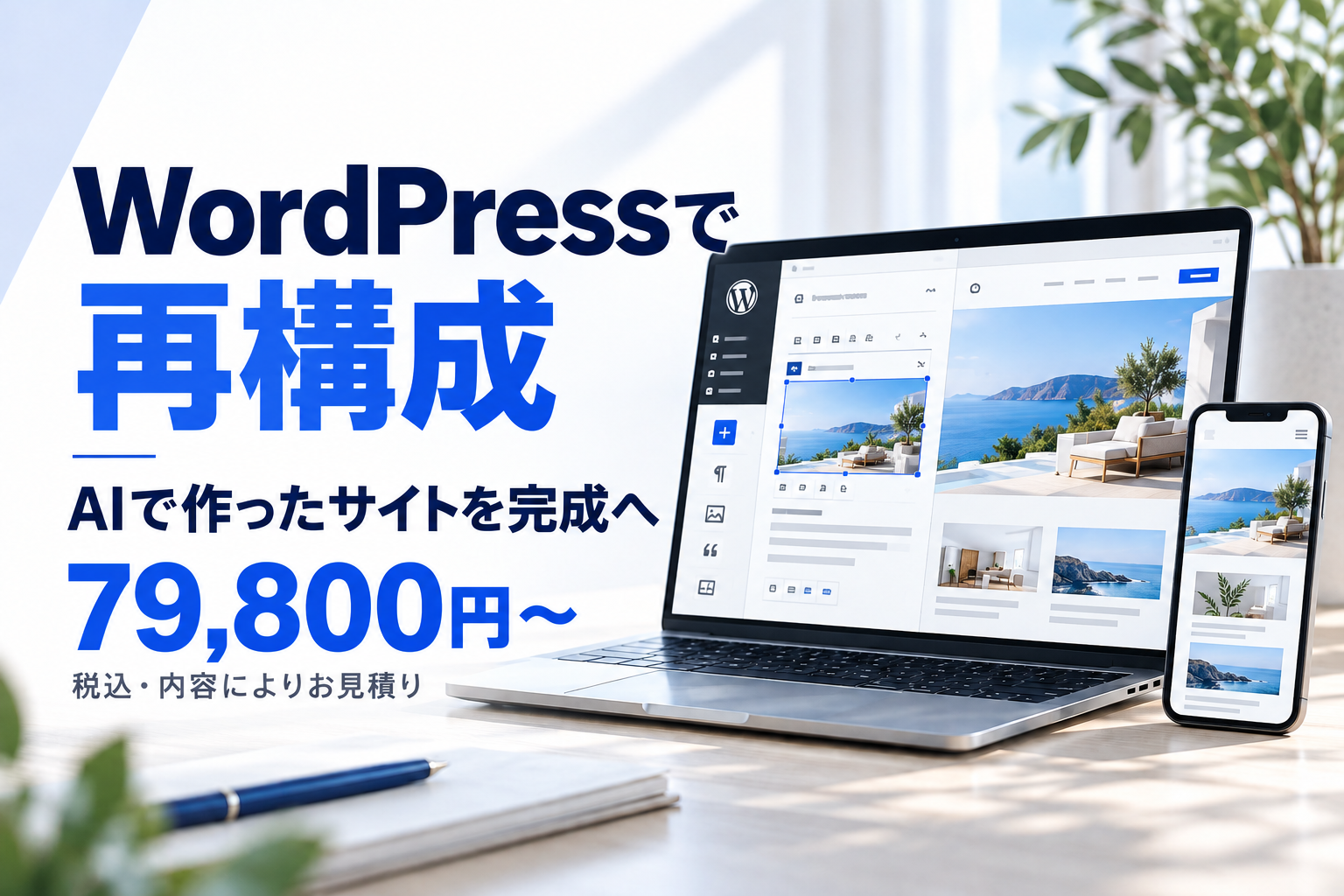 AIで作ったサイトを、更新しやすいWordPressへ再構成します